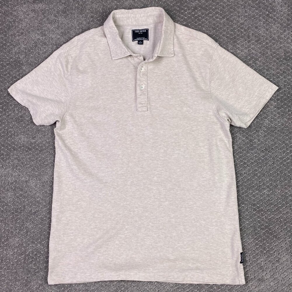 Todd Snyder Polo Shirt Large fits like a medium Light Brown Mesh Short Sleeve